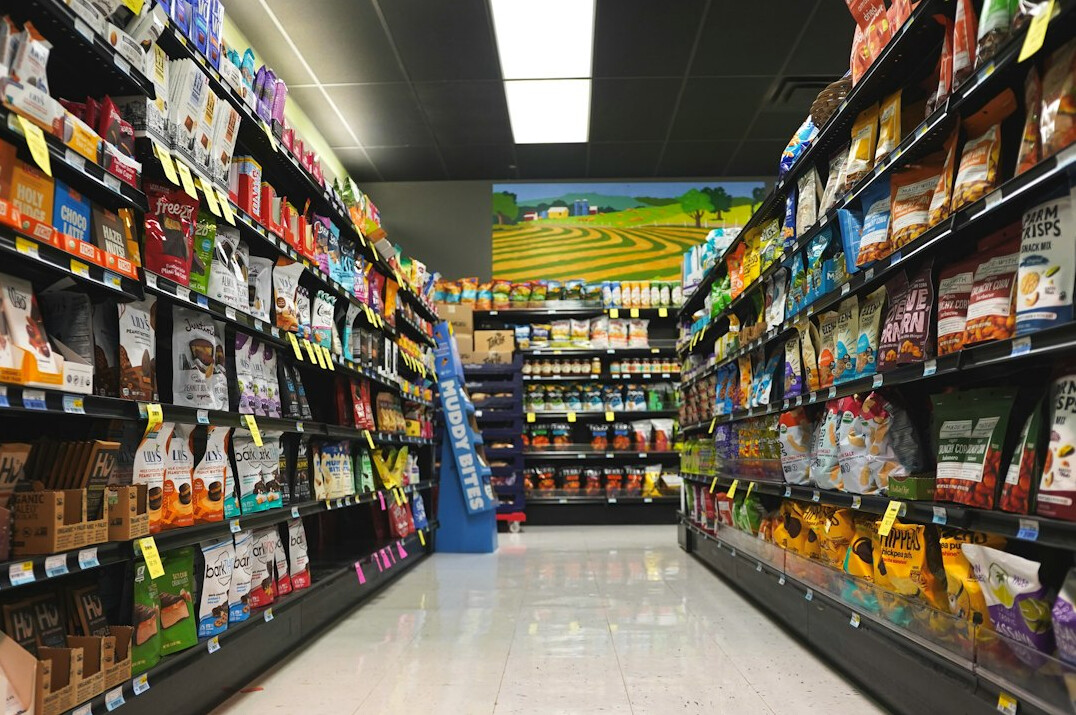 retail store shelves with products